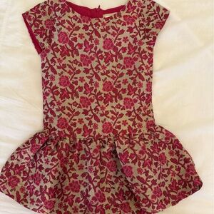 Peek pink and gold brocade dress